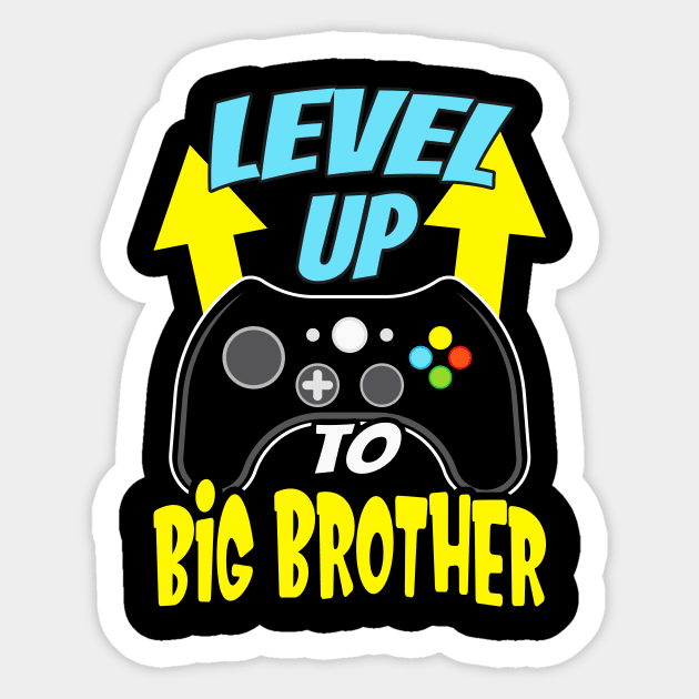 Level-Up To Big Brother Siblings Gamer Boys Gift Sticker by Foxxy Merch